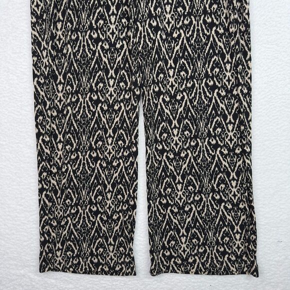 Chico's Travelers Wide Leg Pants Black Beige Abstract‎ Sz 2/L/12/Regular Slinky - Picture 4 of 9